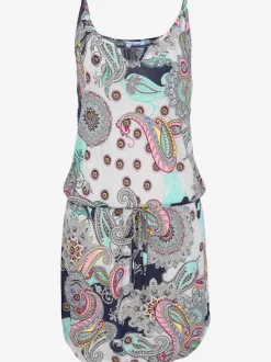 Robe de plage avec encolure ronde et imprimé multicolore