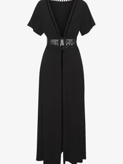 Robe de plage avec liens à nouer et manches courtes