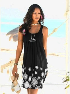 Robe de plage avec plis et jolis motifs imprimés