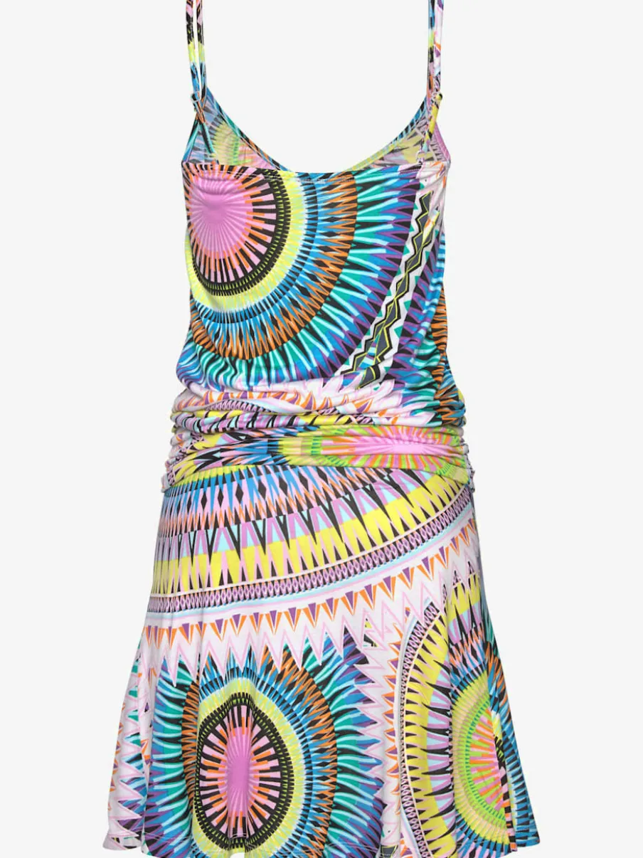 Robe de plage à col froncé et motifs variés