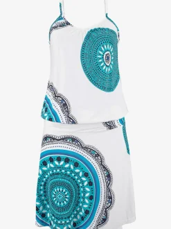 Robe de plage décontractée avec motifs estivaux et bretelles ajustables