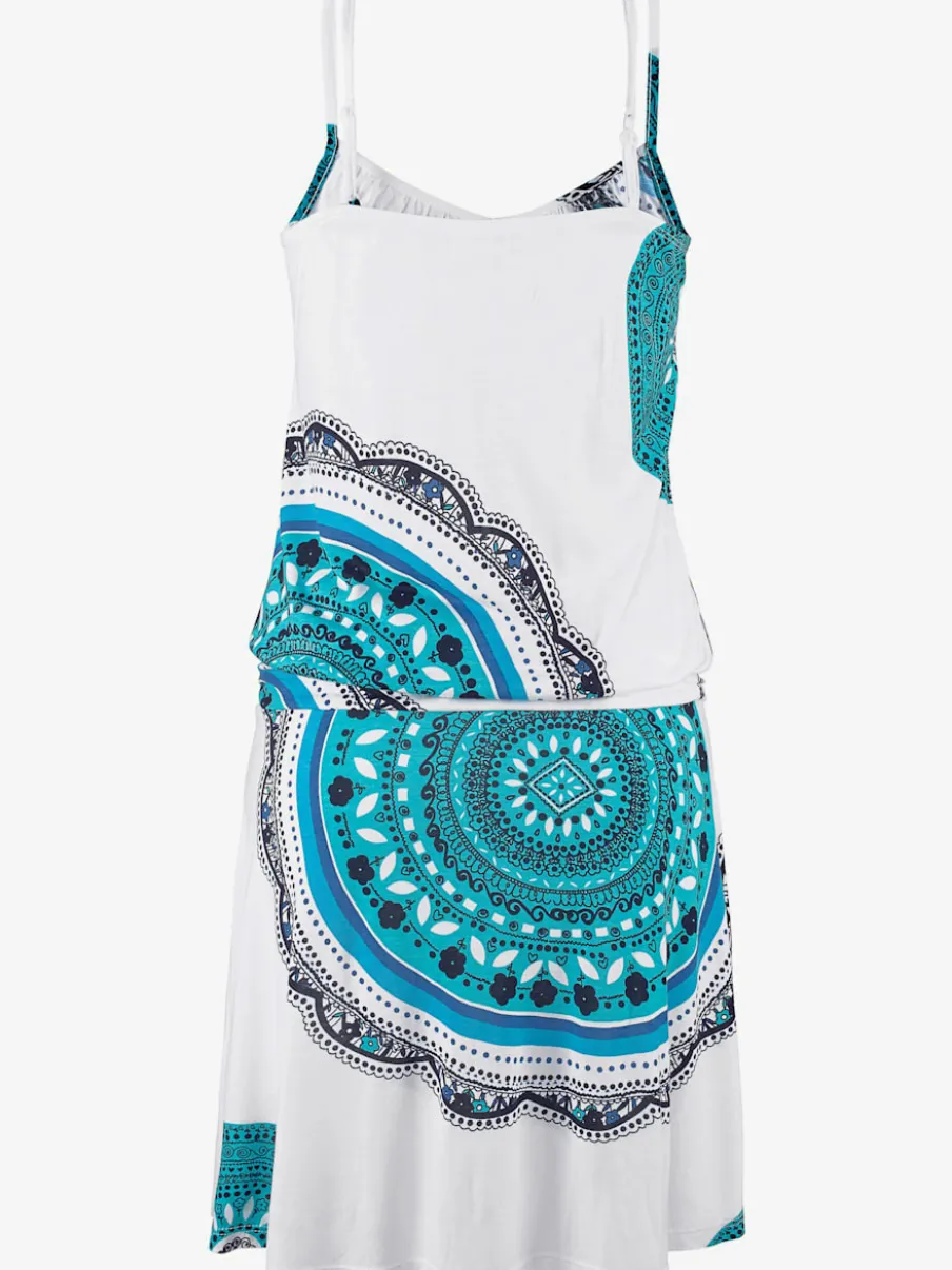 Robe de plage décontractée avec motifs estivaux et bretelles ajustables