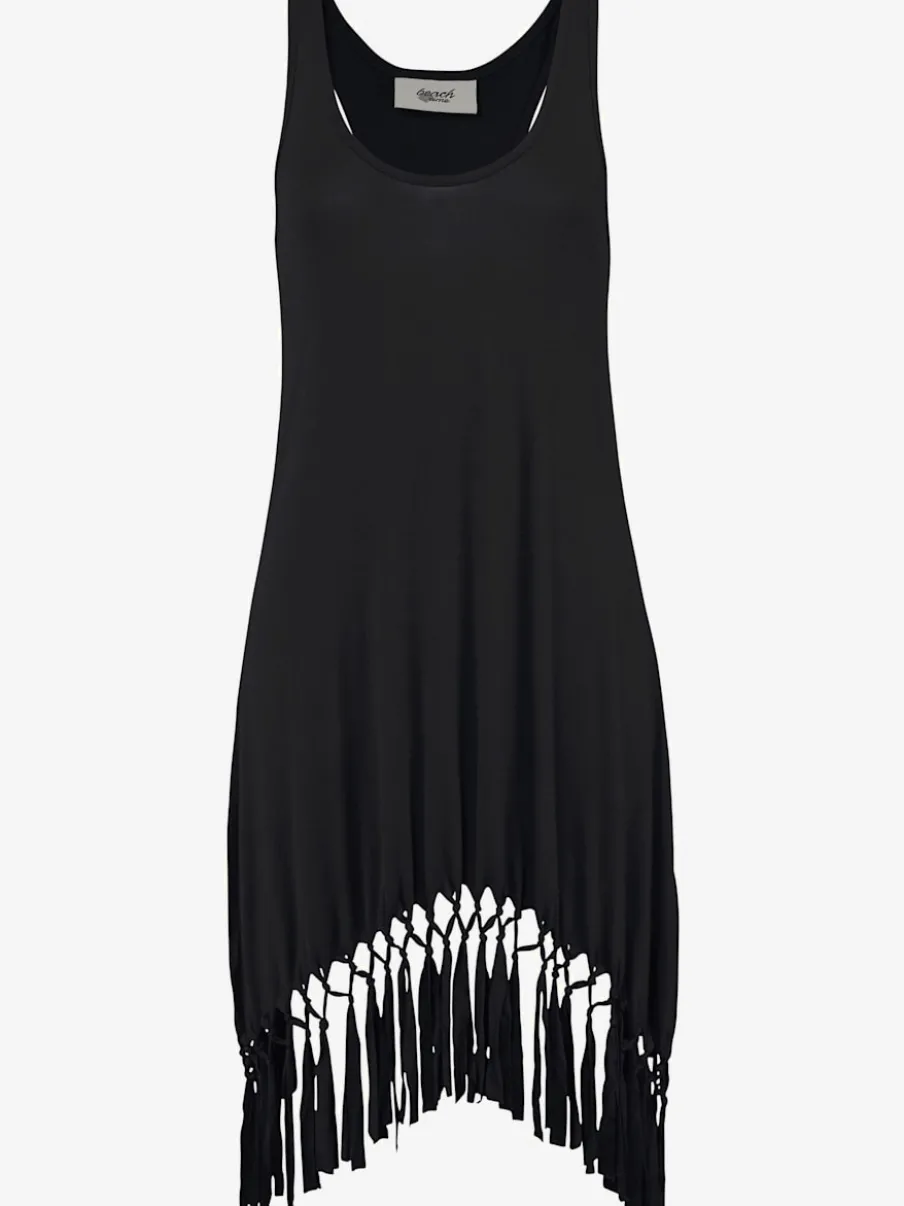 Robe de plage décontractée à dos nageur avec franges et ourlet asymétrique