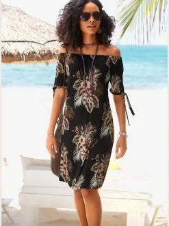 Robe de plage dénudée à imprimé floral en viscose