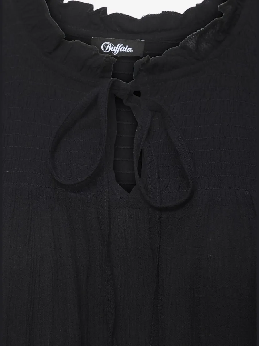 Robe de plage encolure ronde avec volants et ruban fantaisie