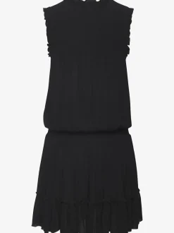 Robe de plage encolure ronde avec volants et ruban fantaisie