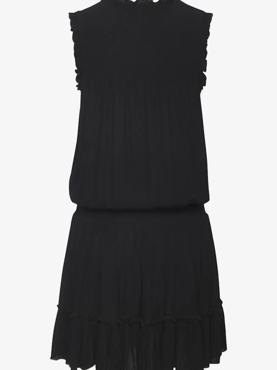 Robe de plage encolure ronde avec volants et ruban fantaisie