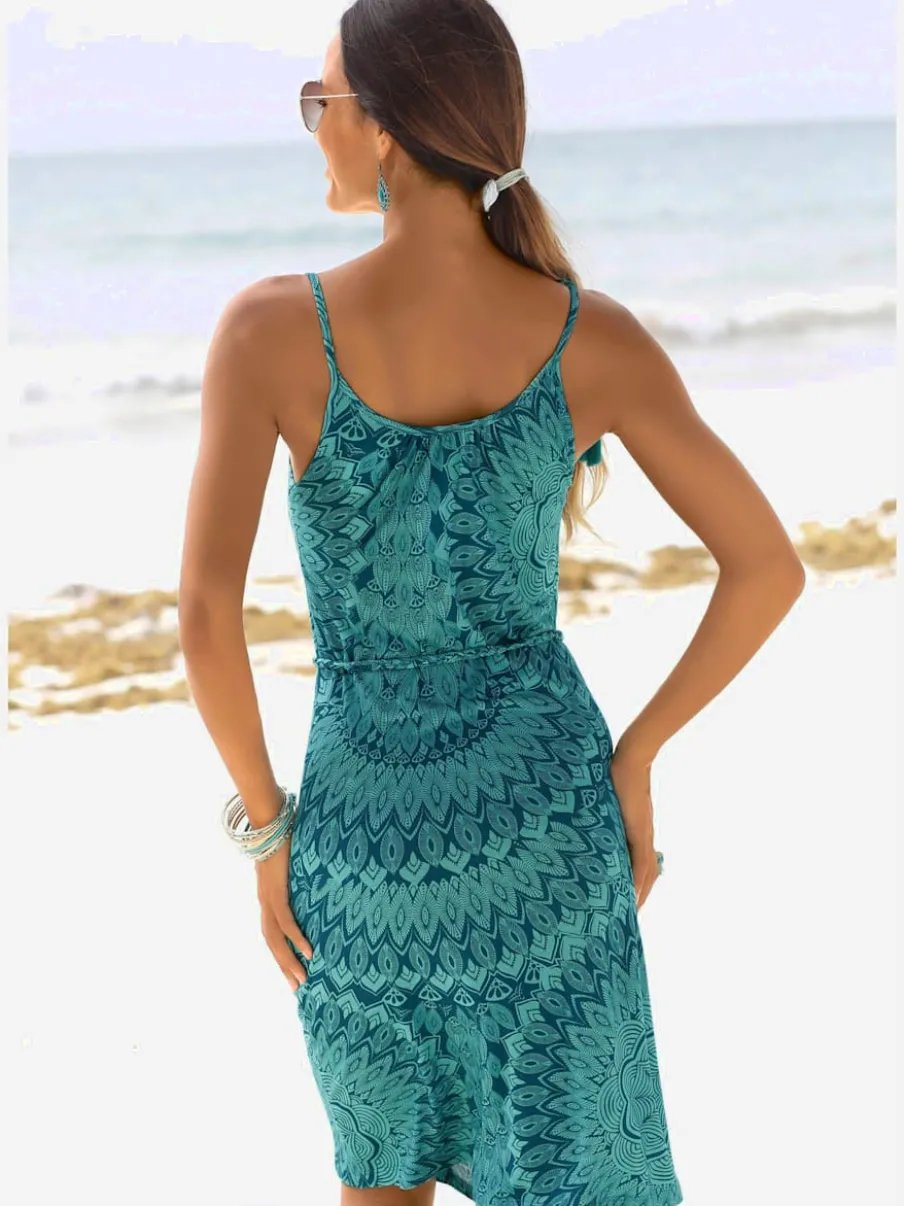 Robe de plage à encolure ronde et bretelles nouées