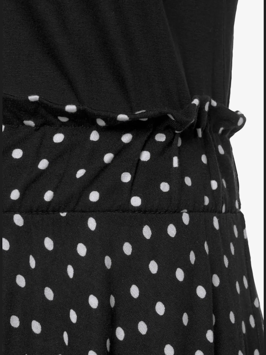 Robe de plage en jersey à manches courtes imprimée pois