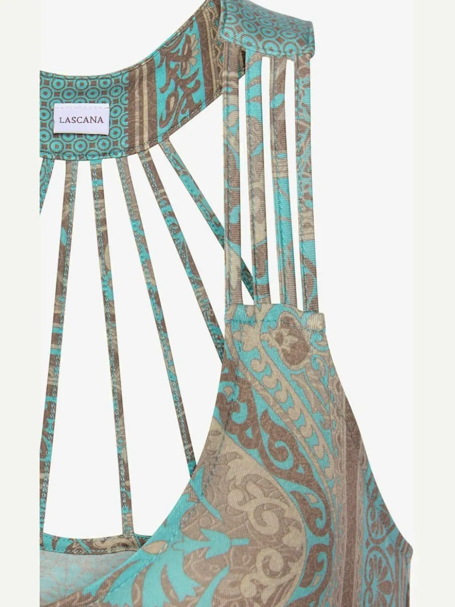 Robe de plage imprimée avec bretelles plongeantes croisées