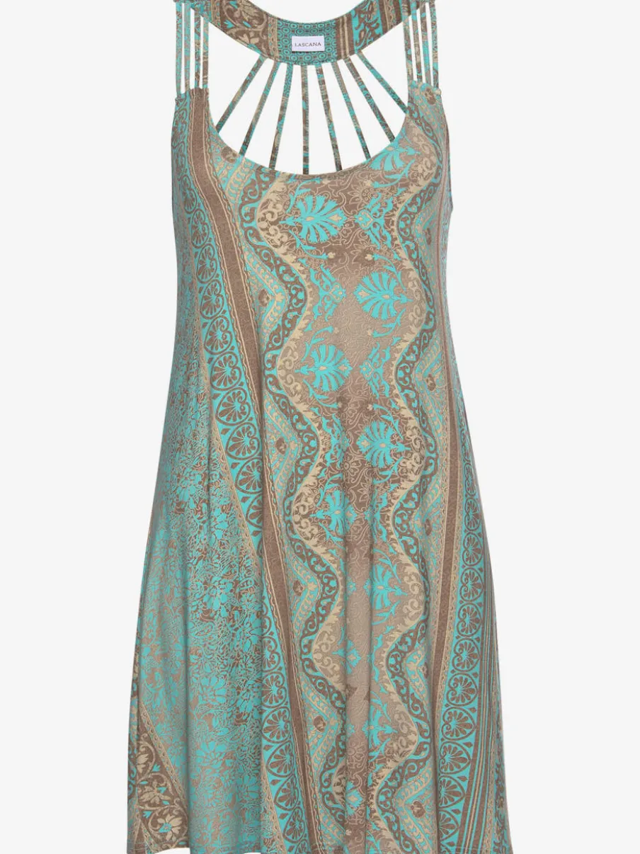 Robe de plage imprimée avec bretelles plongeantes croisées
