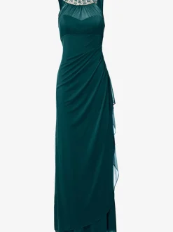 Robe de soirée avec col en dentelle et fronces
