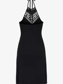 Robe dos-nu en jersey viscose avec empiècement crochet et longueur genou