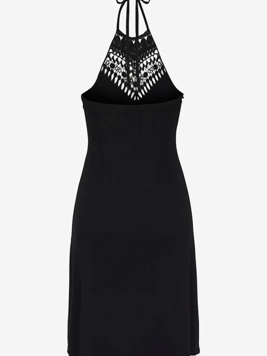 Robe dos-nu en jersey viscose avec empiècement crochet et longueur genou