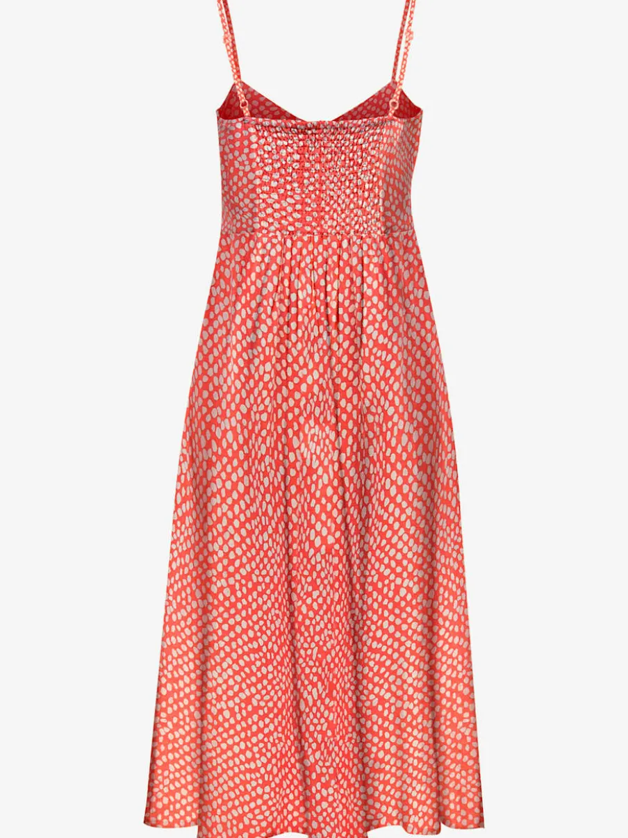 Robe d'été avec bretelles spaghetti et patte boutonnage