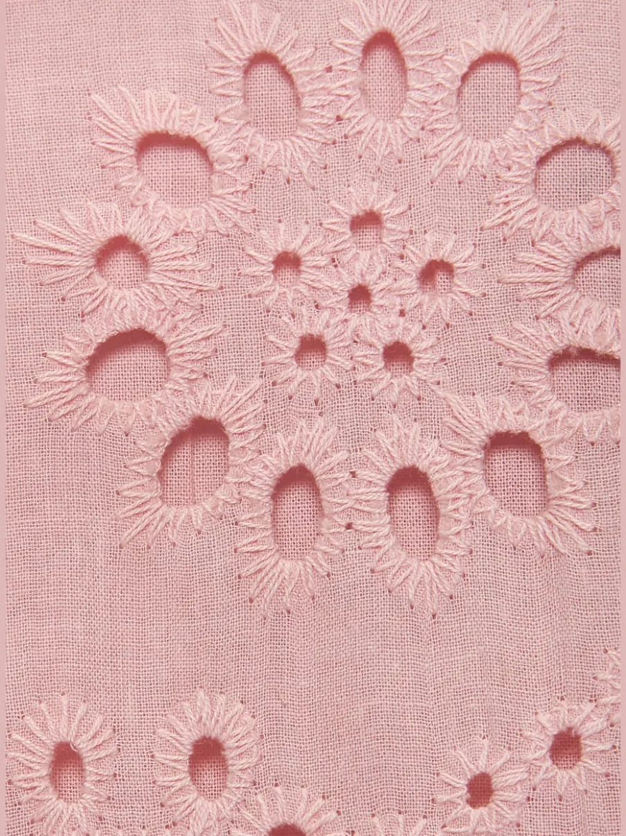 Robe d'été avec broderie ajourée à manches courtes
