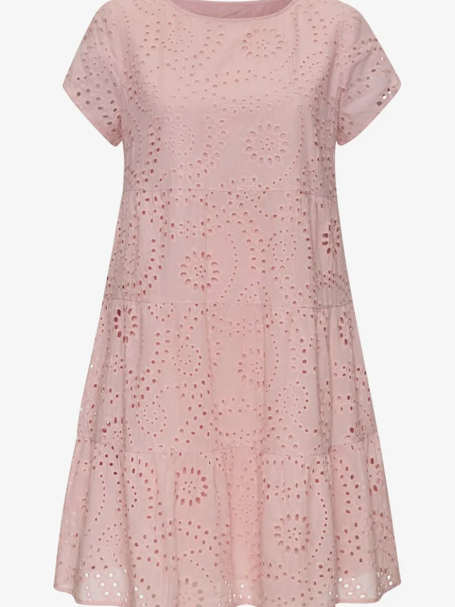 Robe d'été avec broderie ajourée à manches courtes