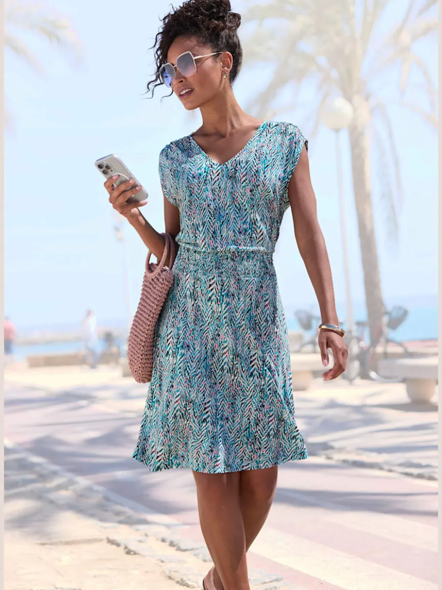 Robe d'été avec encolure en V légère et décontractée