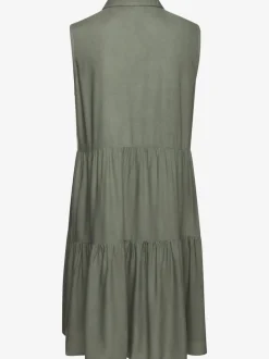 Robe d'été col chemisier boutonnée en viscose fluide