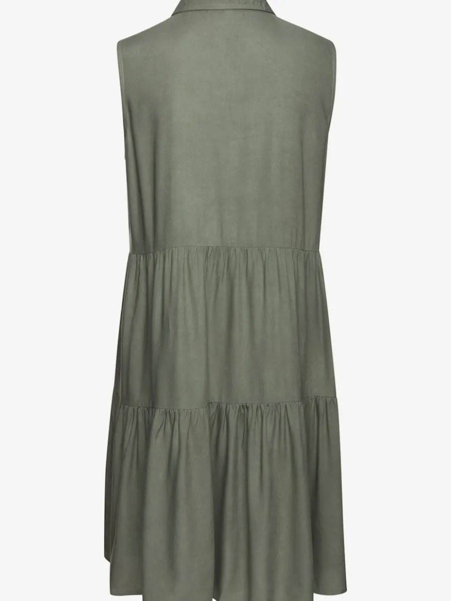 Robe d'été col chemisier boutonnée en viscose fluide