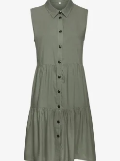 Robe d'été col chemisier boutonnée en viscose fluide