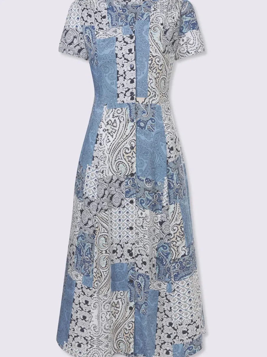 Robe d'été à col rond manches courtes motif patchwork