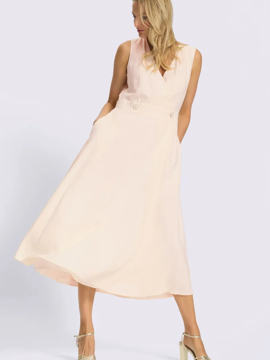 Robe d'été à col V avec effet cache-cœur et poches cousues