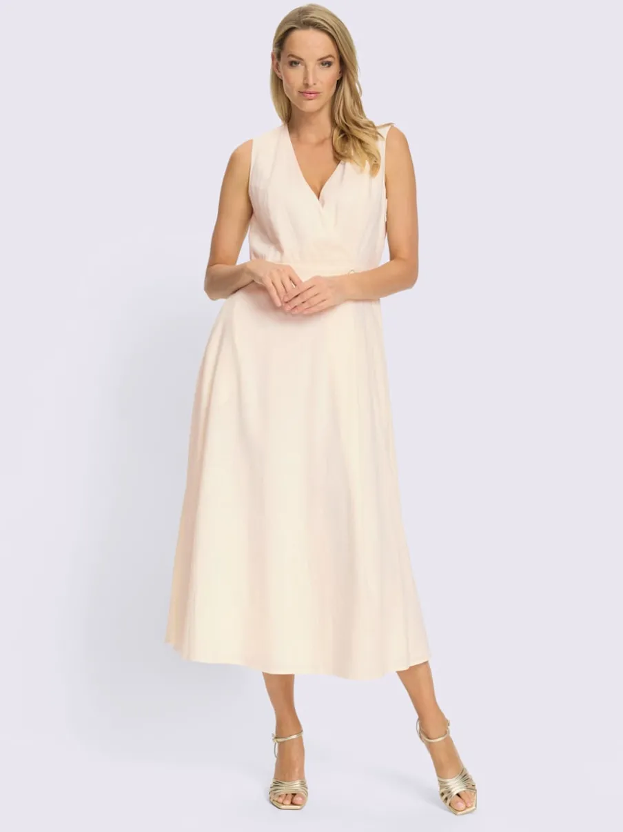 Robe d'été à col V avec effet cache-cœur et poches cousues