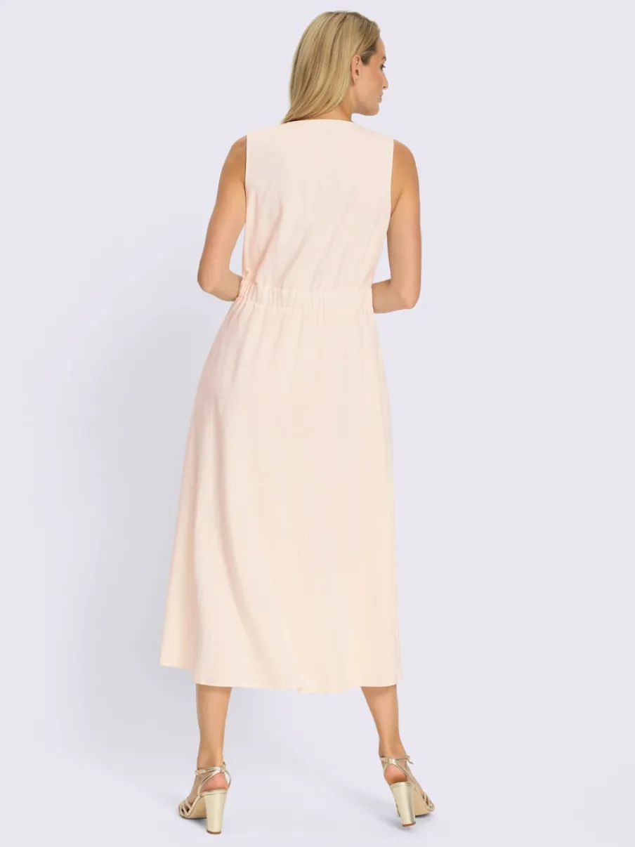 Robe d'été à col V avec effet cache-cœur et poches cousues