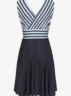 Robe d'été à col V profond et jupe imprimée avec effet cache-cœur
