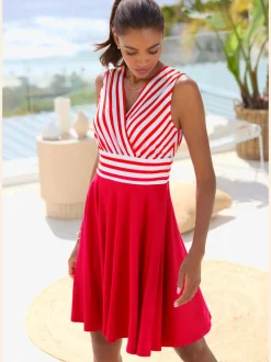 Robe d'été à col V profond et jupe imprimée avec effet cache-cœur