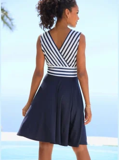 Robe d'été à col V profond et jupe imprimée avec effet cache-cœur