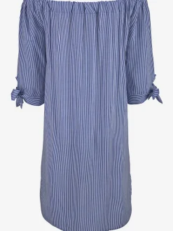 Robe d'été courte à encolure élastique avec manches 3/4 et lien