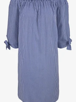 Robe d'été courte à encolure élastique avec manches 3/4 et lien