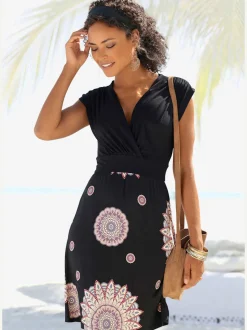 Robe d'été à effet cache-cœur avec motif imprimé