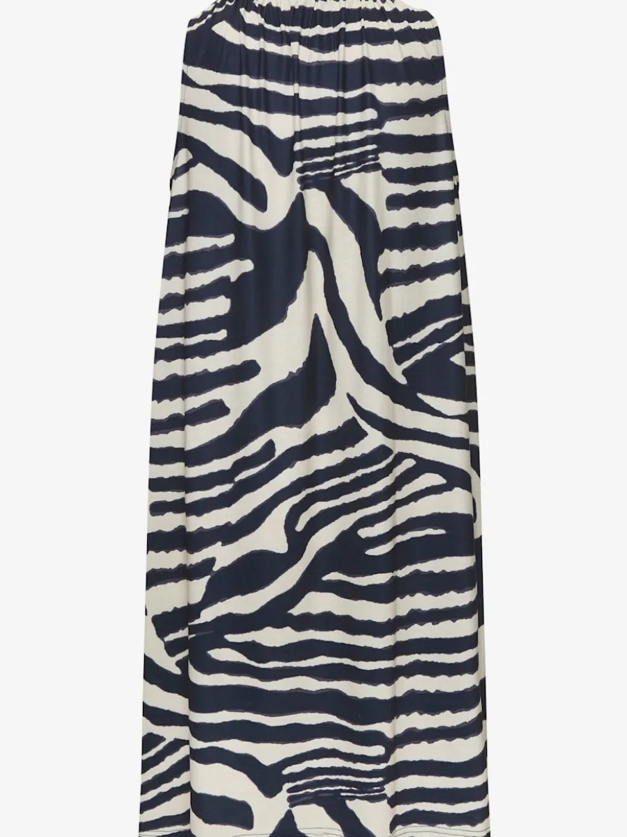 Robe d'été à encolure haute avec imprimé animal et coupe évasée