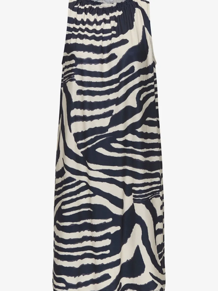 Robe d'été à encolure haute avec imprimé animal et coupe évasée