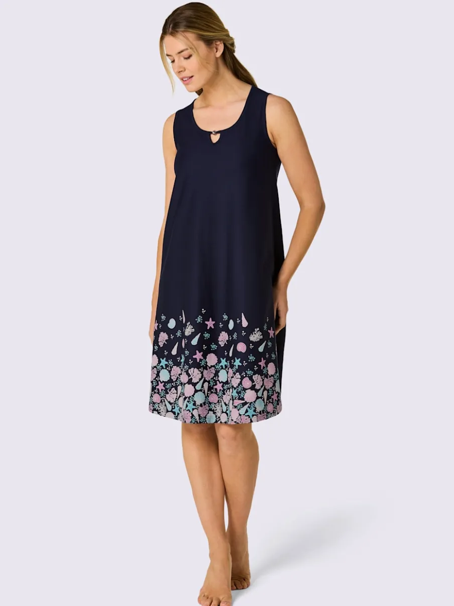 Robe d'été à encolure ronde avec imprimé floral et coupe évasée