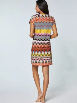 Robe d'été en jersey doux avec mancherons colorés géométriques