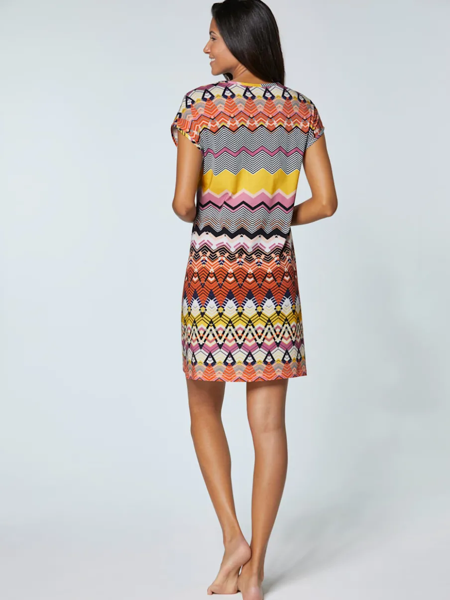 Robe d'été en jersey doux avec mancherons colorés géométriques