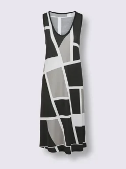 Robe d'été en jersey fin à encolure en V et motif graphique