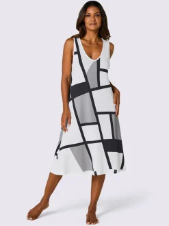 Robe d'été en jersey fin à encolure en V et motif graphique