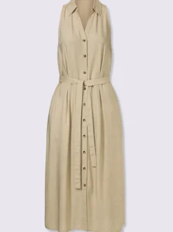 Robe d'été en lin sans manches avec ceinture nouée