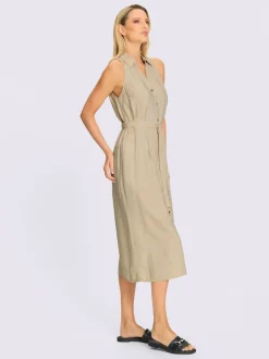 Robe d'été en lin sans manches avec ceinture nouée