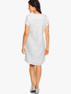 Robe d'été en pur lin avec encolure ronde et poches