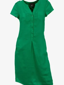 Robe d'été en pur lin avec encolure ronde et poches