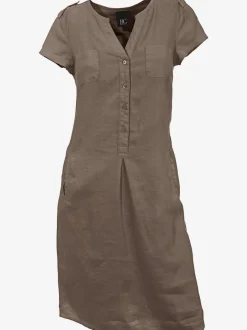 Robe d'été en pur lin avec encolure ronde et poches