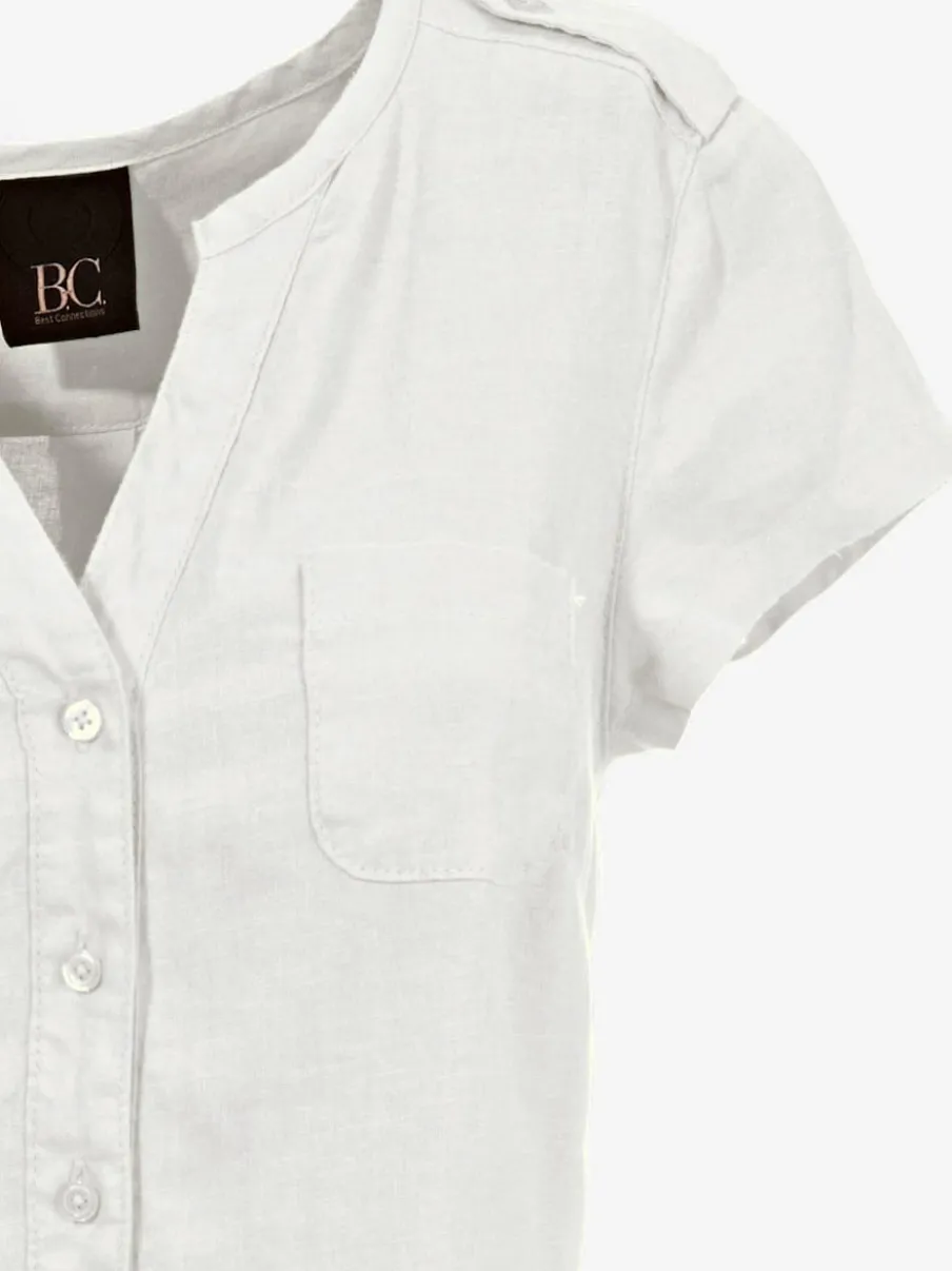 Robe d'été en pur lin avec encolure ronde et poches
