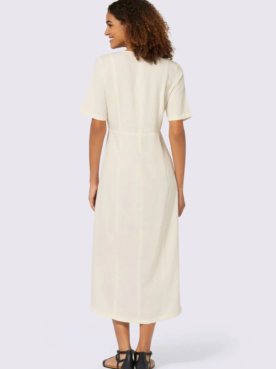 Robe d'été en viscose et lin à boutons classiques