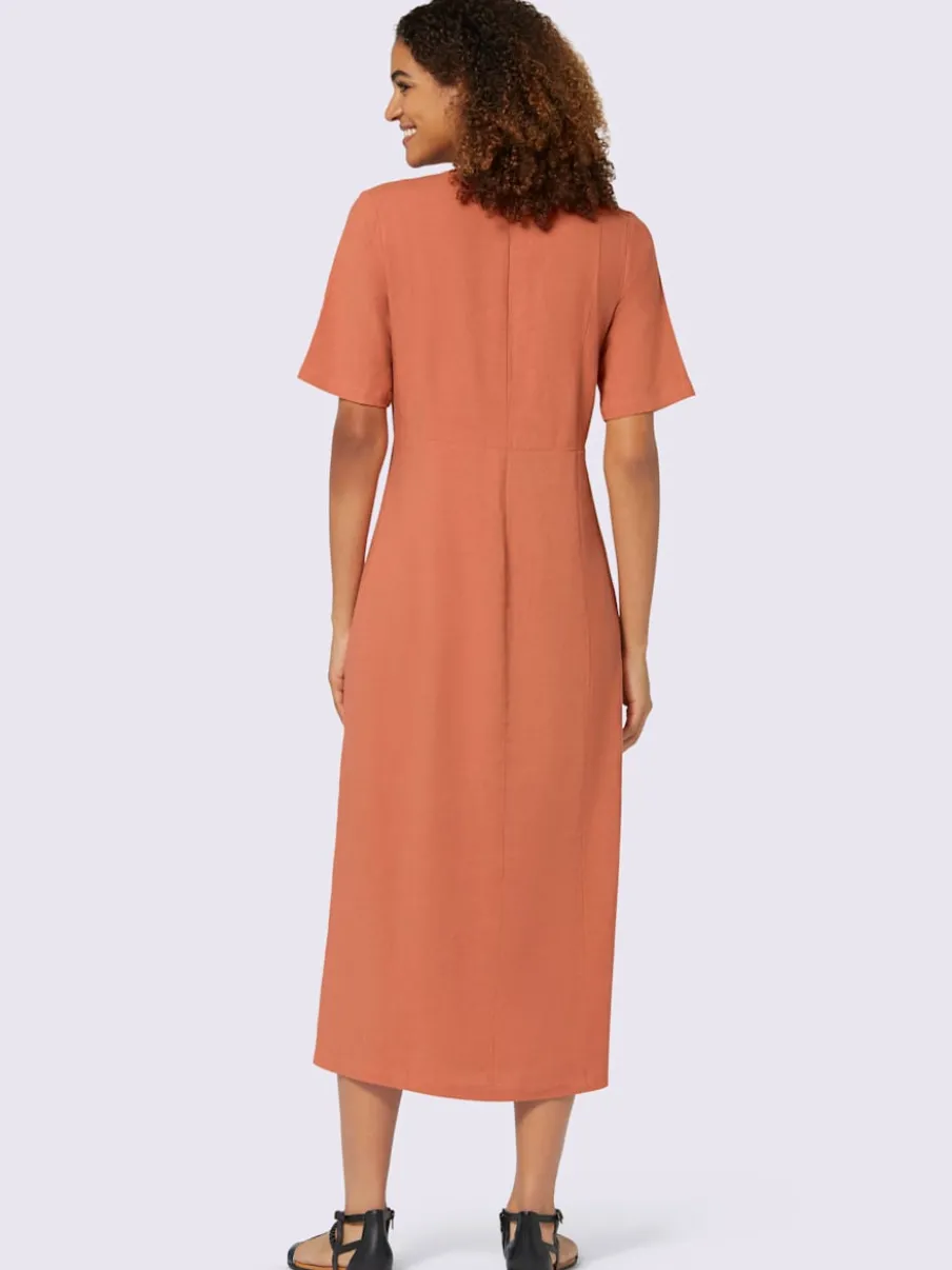 Robe d'été en viscose et lin à boutons classiques